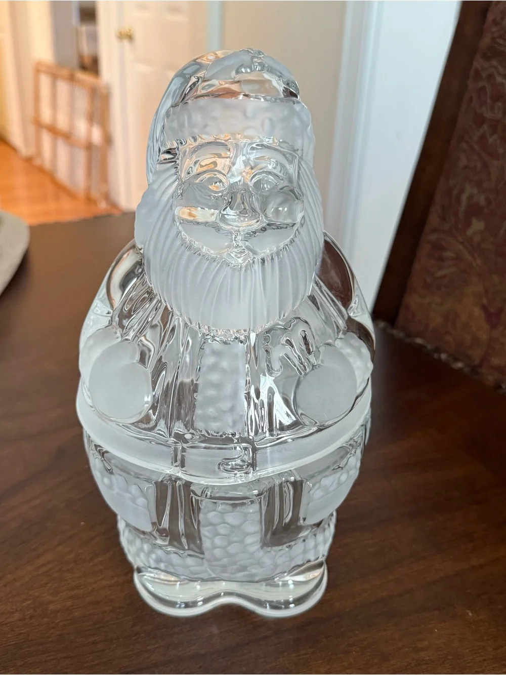 Vintage Gorham Holiday Traditions Santa Treat Jar Crystal Made In Germany